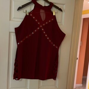 Burgundy top with gold embellish size 1x
